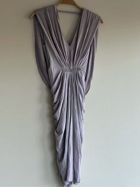 MARCIANO V-Neck Draped Bodycon Dress in Light Lavender